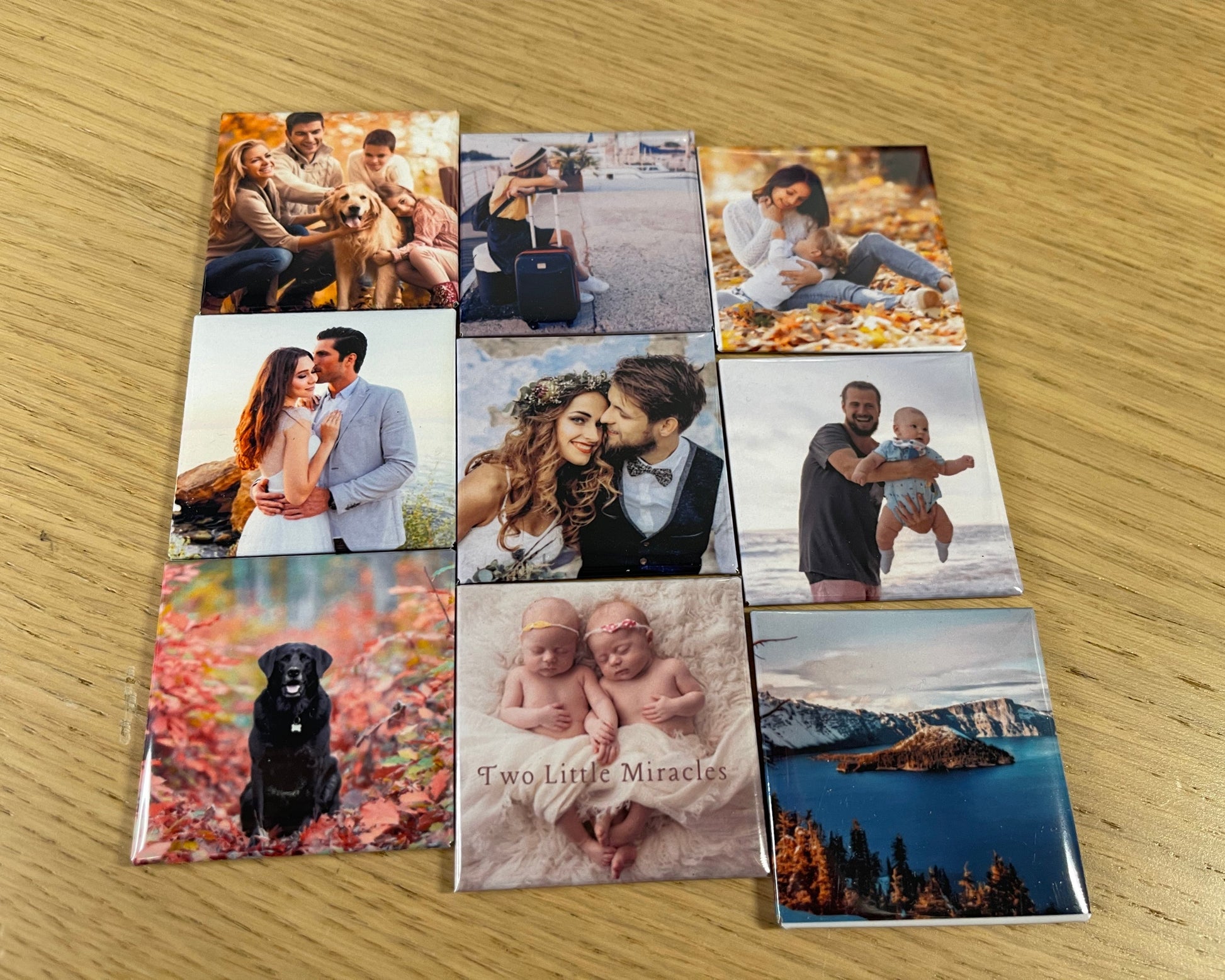 A set of 9 Personalized Photo Magnets